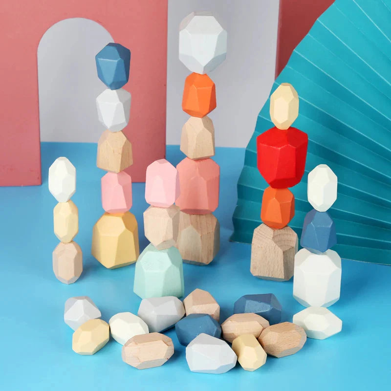 Montessori Wooden Stones (21 Pieces)