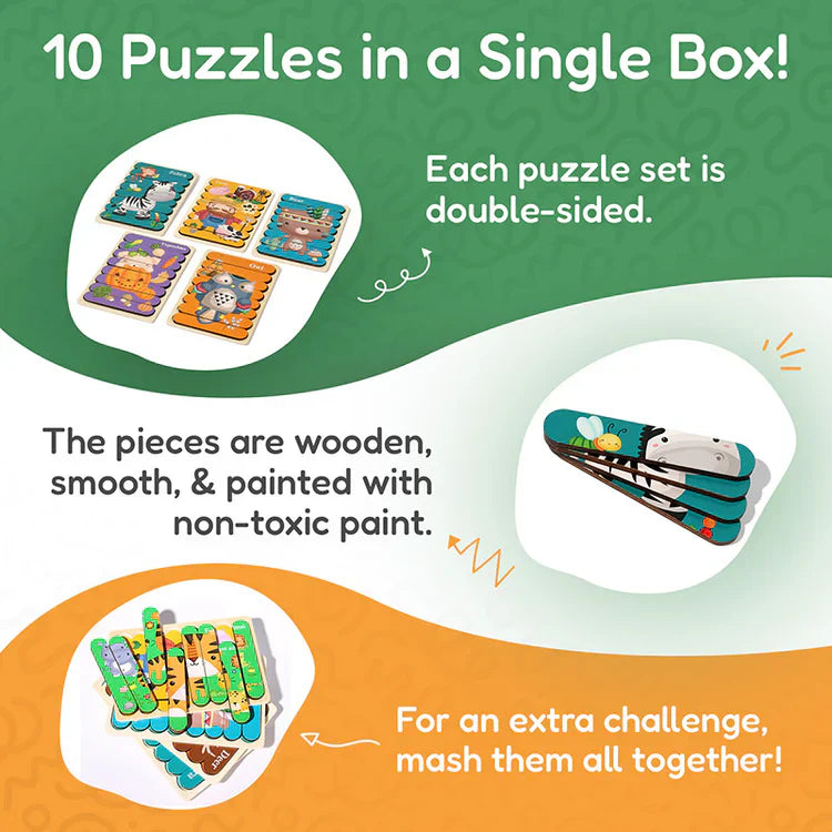 Montessori Double-Sided Puzzles (5 Pack)